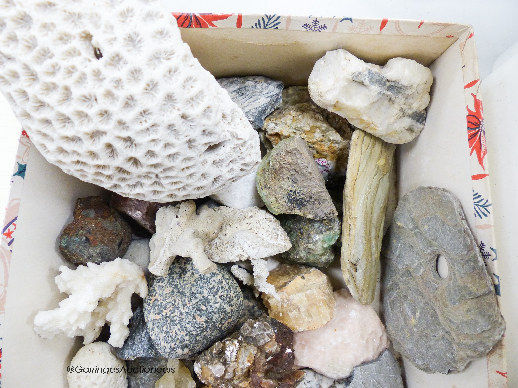 A collection of minerals etc. In two boxes